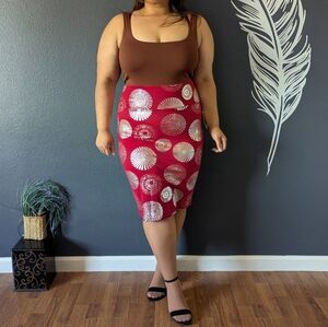 LulaRoe Red Silver Cassie Skirt